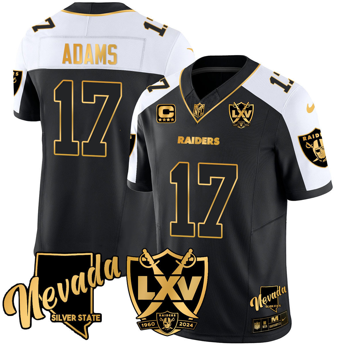 Men’s Las Vegas Raiders 2024 Gold Vapor Limited Jersey – 65th Anniversary – All Stitched