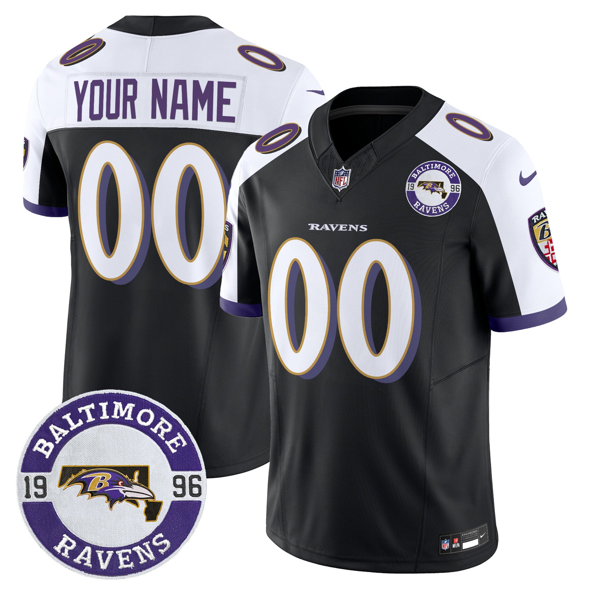 Baltimore Ravens Maryland Patch Vapor Limited Custom Jersey – Est. 1996 Patch – All Stitched