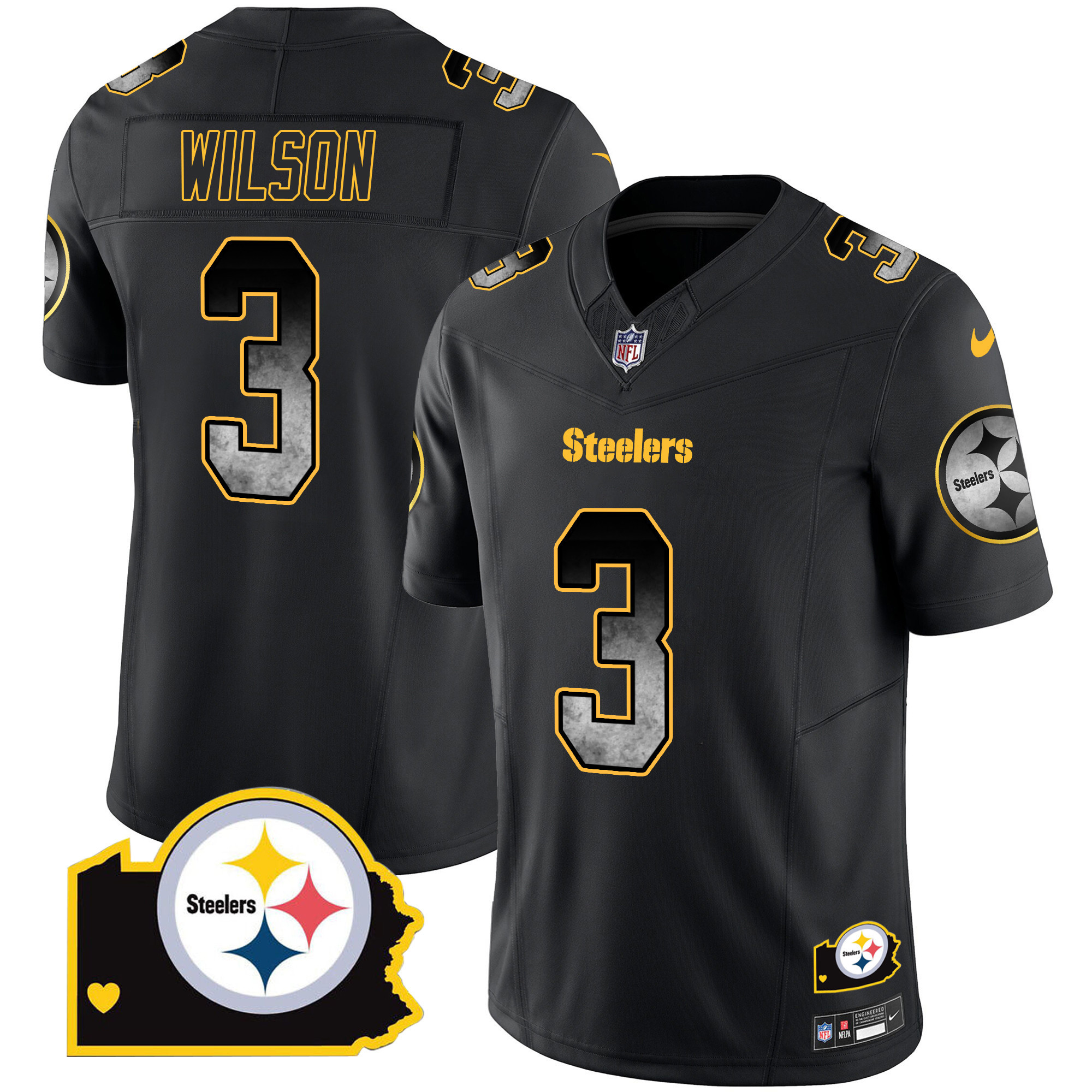 Men’s Pittsburgh Steelers Arch Smoke Home Patch Vapor Jersey – All Stitched