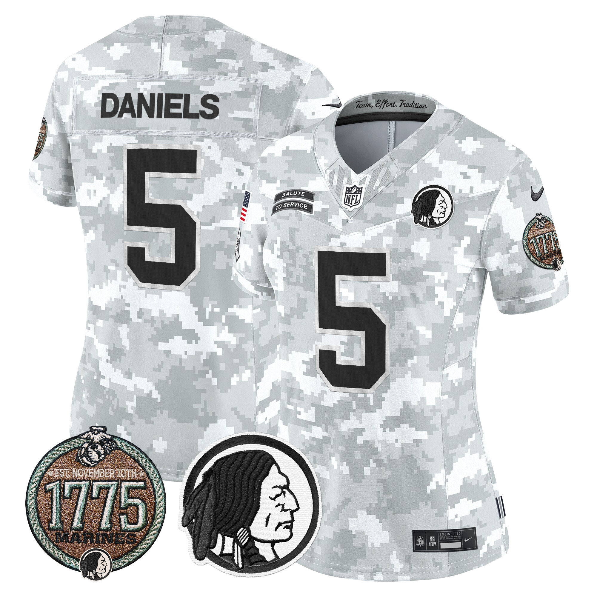 Women’s Washington Redskins 2024 Salute to Service Establishment Year Patch Vapor Limited Jersey – All Stitched