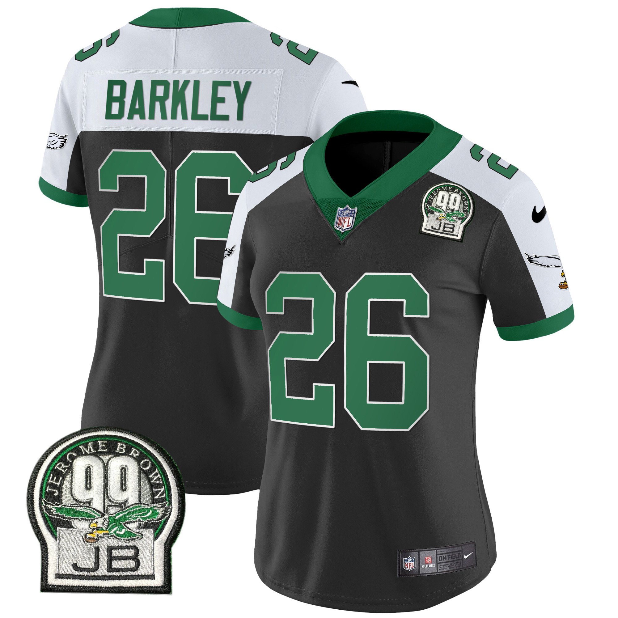 Women’s Philadelphia Eagles Jerome Brown Patch Kelly Green Alternate Jersey V2 – All Stitched