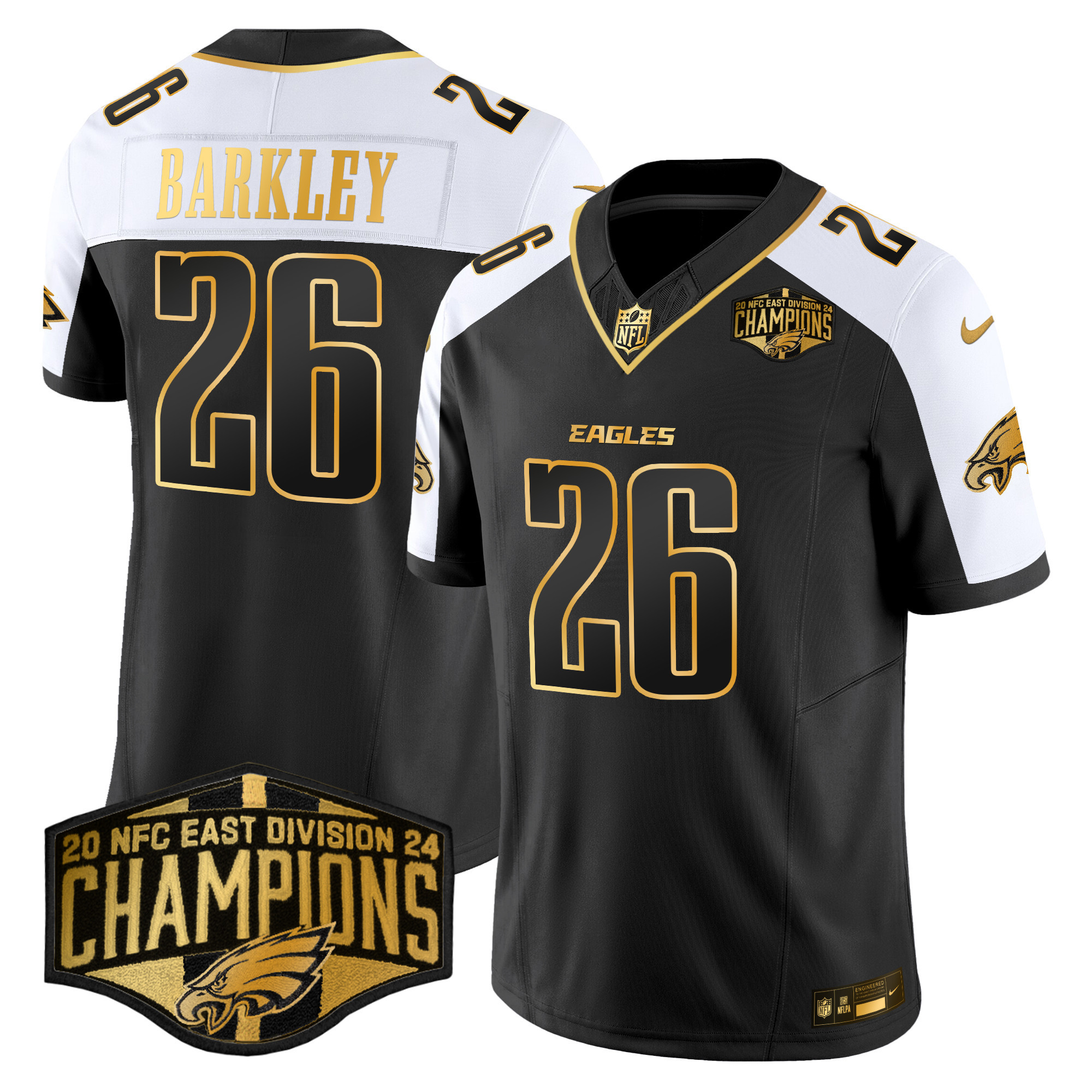 Men’s Eagles 2024 NFC East Division Champions Gold Vapor Limited Jersey – All Stitched
