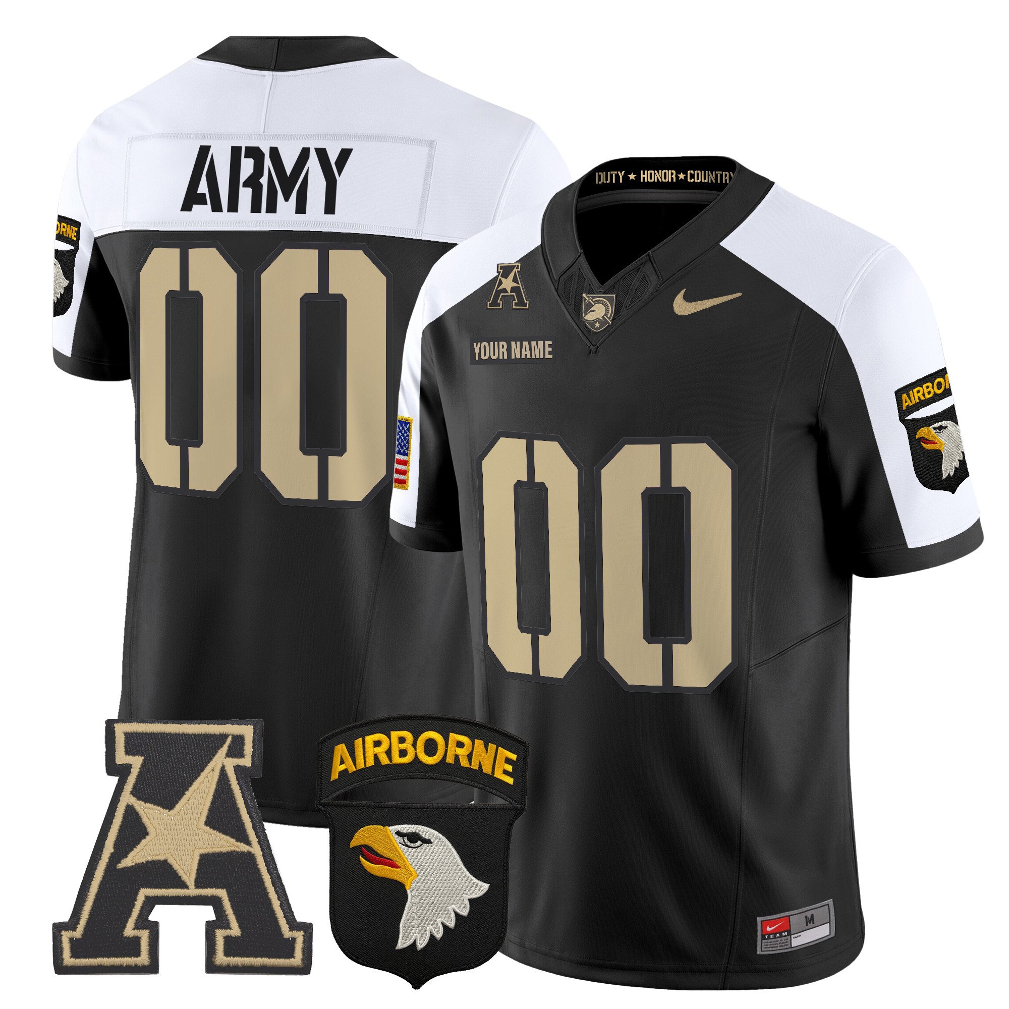 Army Black Knights 101st Airborne Division Patch 2024 Vapor Limited Custom Jersey V2 – All Stitched