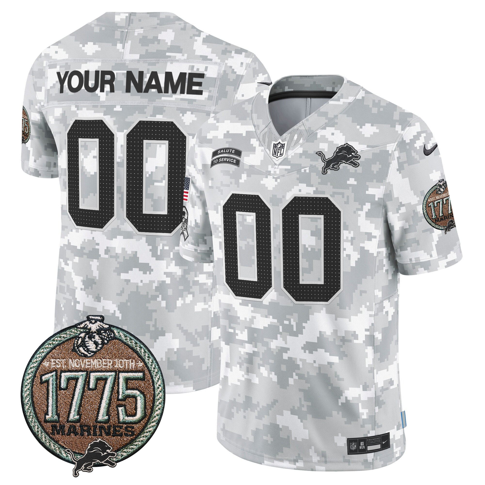 Detroit Lions 2024 Salute to Service Establishment Year Patch Vapor Limited Custom Jersey – All Stitched