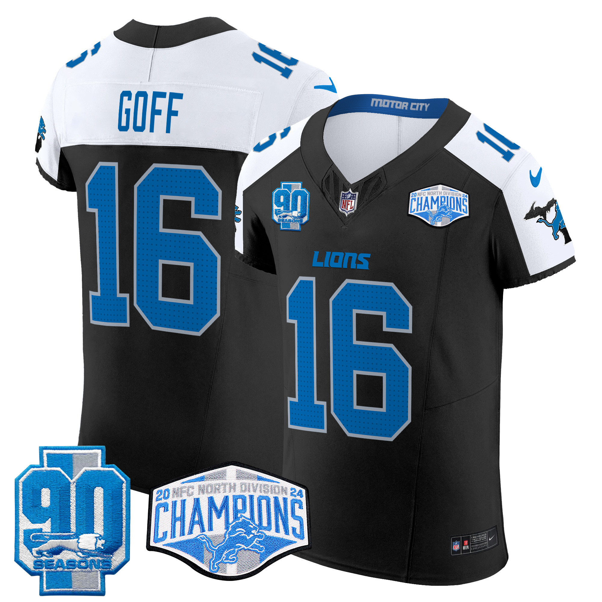 Men’s Detroit Lions 2024 NFC North Division Champions Patch Vapor Elite Jersey – All Stitched