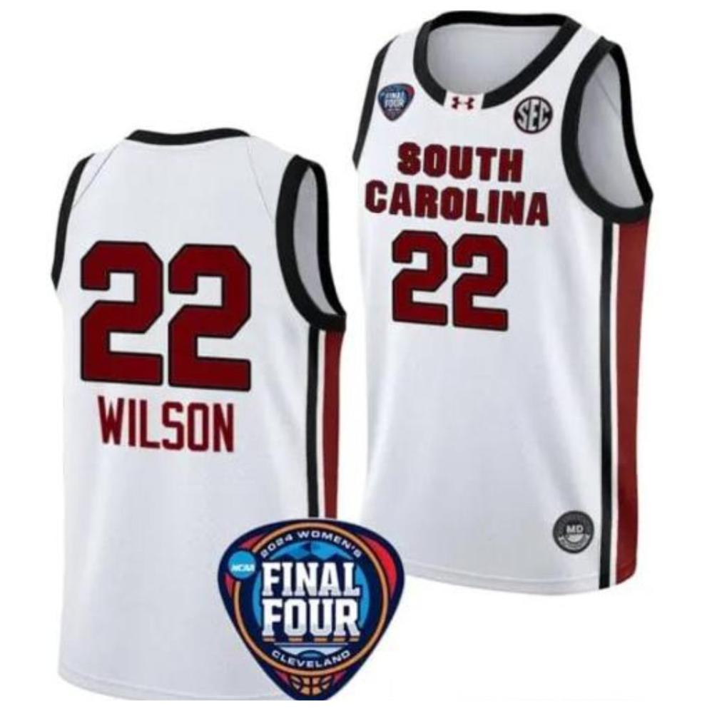 Aja Wilson Jersey 22 South Carolina Gamecocks Basketball 2024 Ncaa White