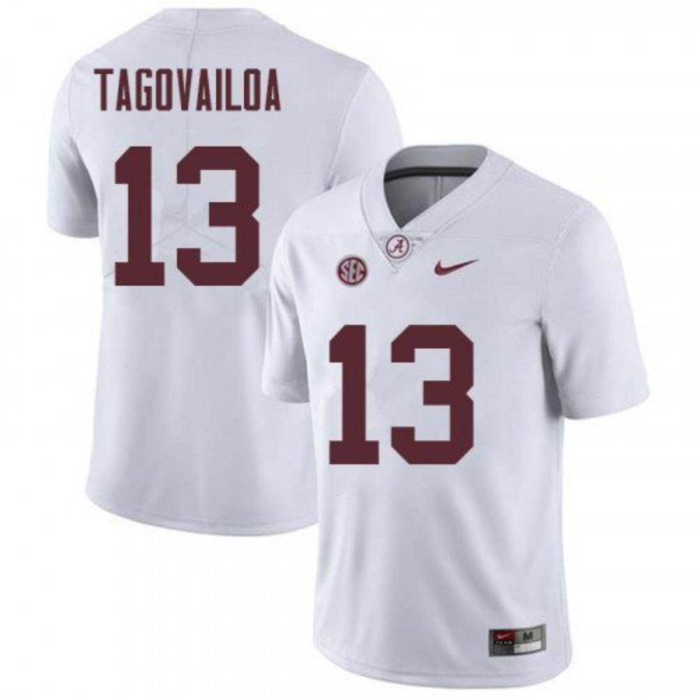 Alabama Crimson Tide 13 Tua Tagovailoa White College Football Jersey