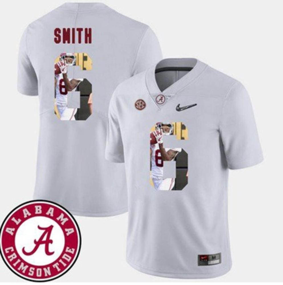 Alabama Crimson Tide 6 Devonta Smith College Football White Jersey