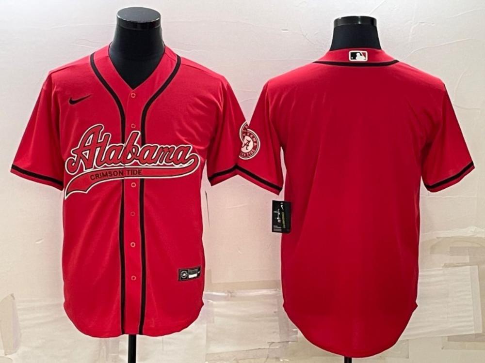 Alabama Crimson Tide Red With Patch Stitched Baseball Jersey