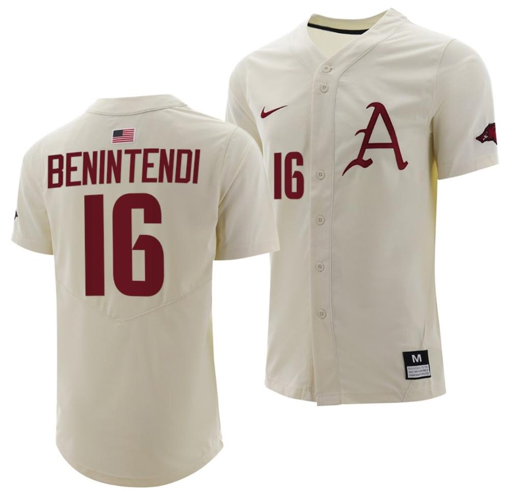 Andrew Benintendi Jersey Arkansas Razorbacks Baseball Full button Natural 16