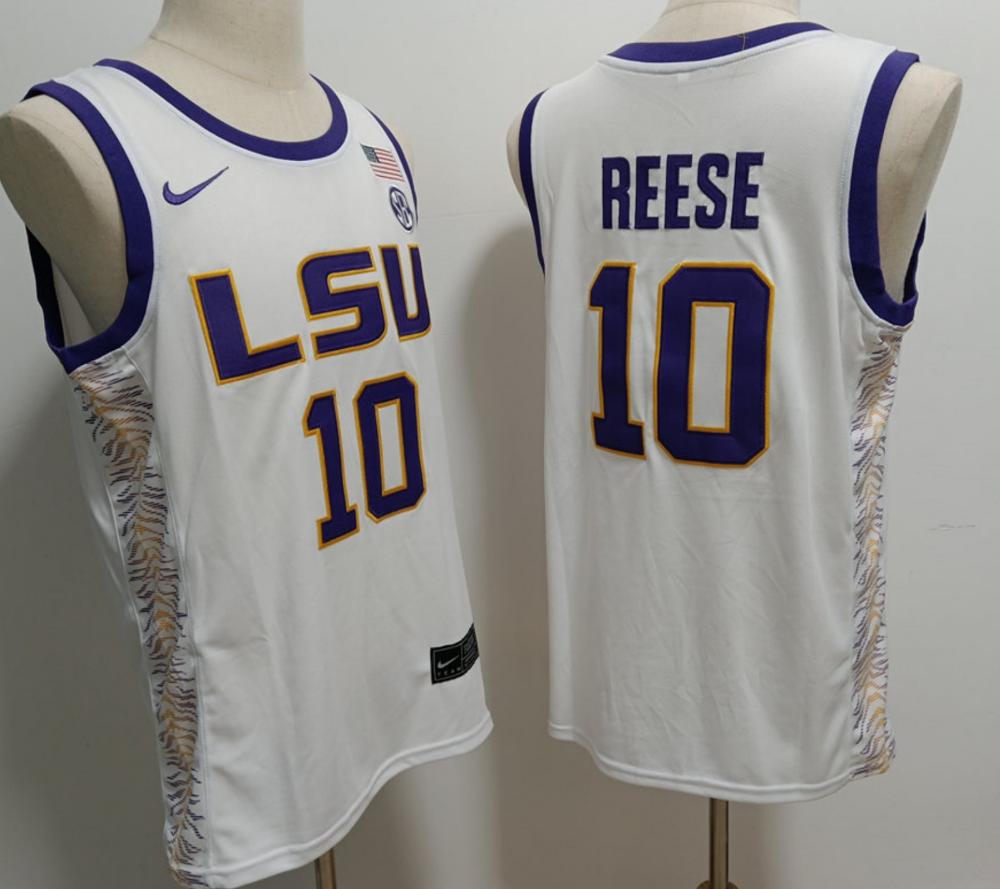 Angel Reese Jersey 10 Lsu Tigers College Basketball Stitched White