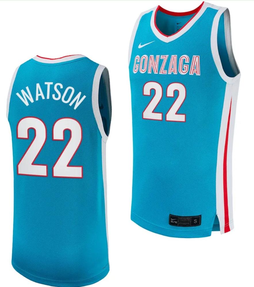 Anton Watson Jersey 22 Gonzaga Bulldogs College Basketball Uniform 2023 24 Tur