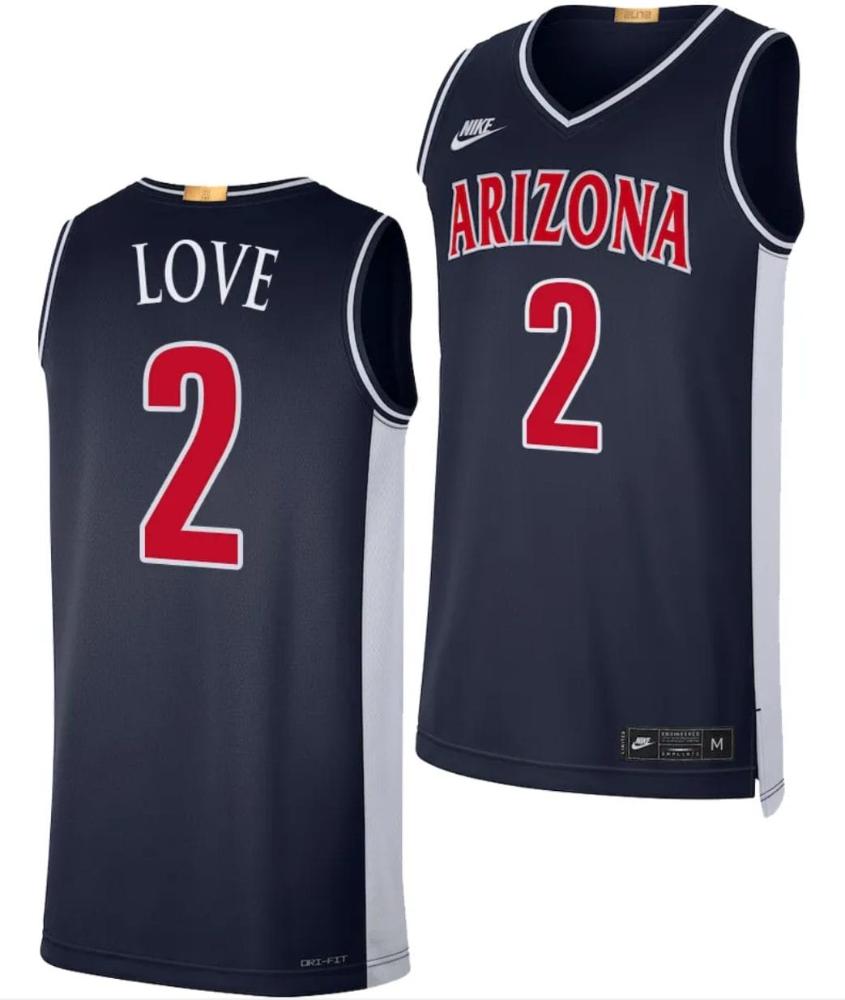Arizona Wildcats Caleb Love Jersey 2 Limited Retro Basketball 2023 24 Navy