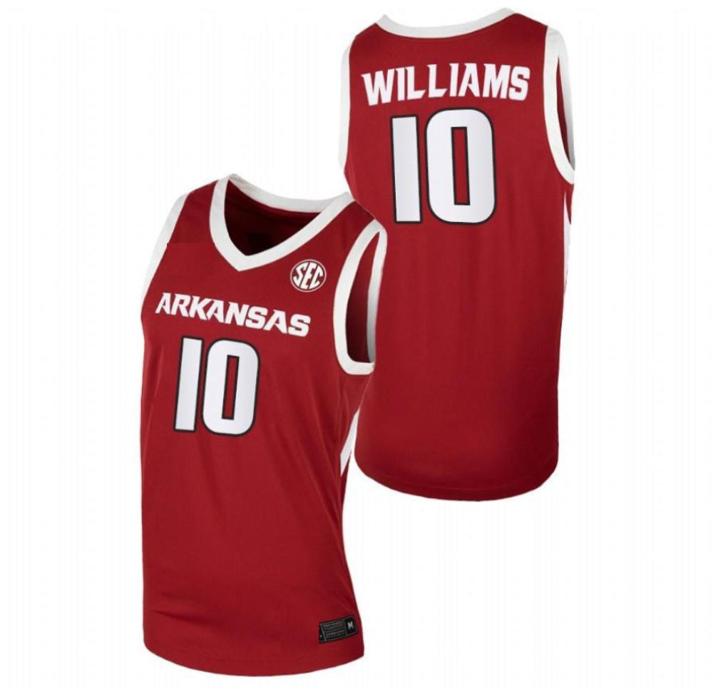Arkansas Razorbacks College Basketball Red Jersey Jaylin Williams 10