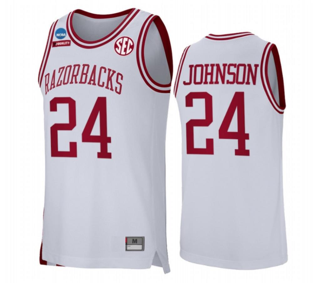 Arkansas Razorbacks College Basketball White Jersey 24 Joe Johnson