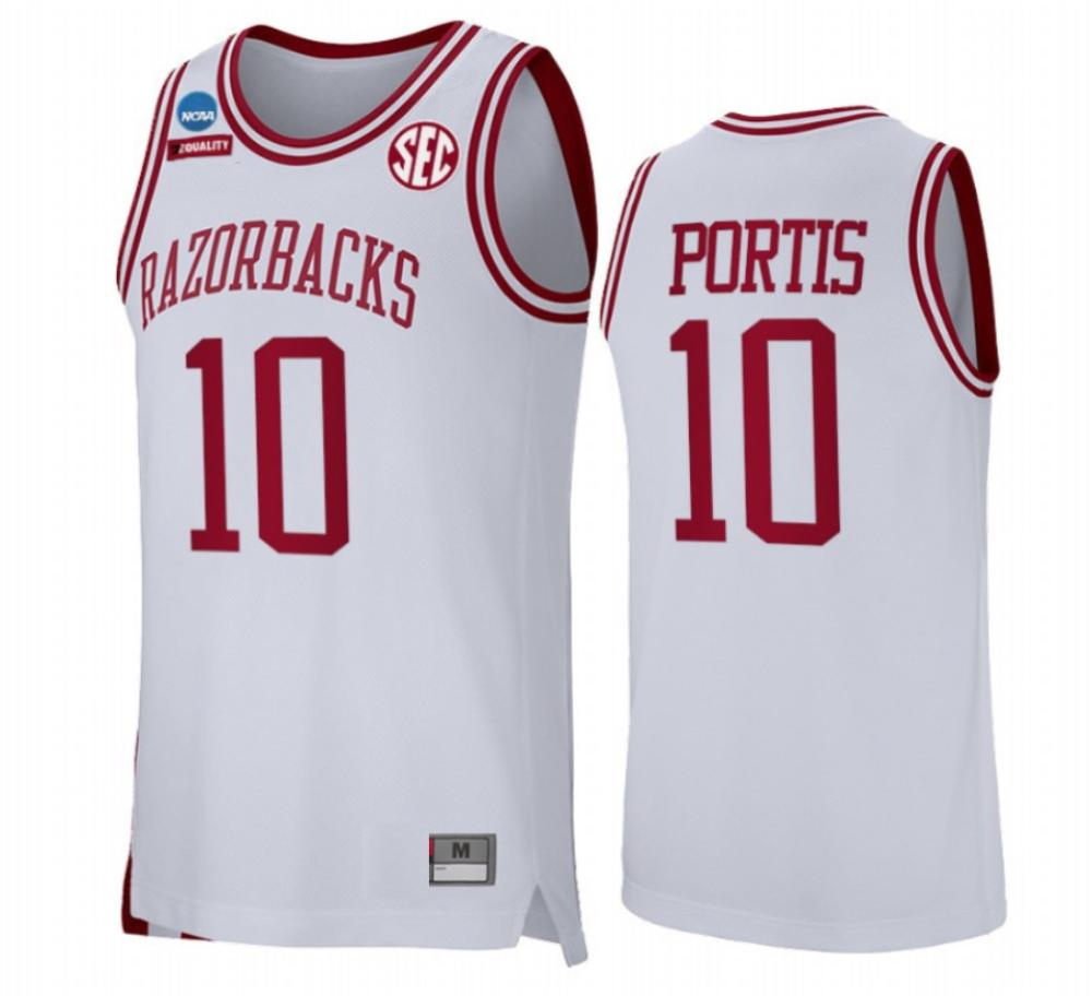 Arkansas Razorbacks College Basketball White Jersey Bobby Portis 10