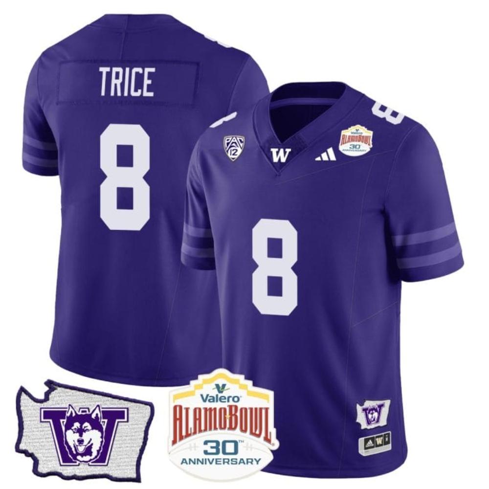 Bralen Trice Jersey 8 Washington Huskies Alamo Bowl Patch Football Purple