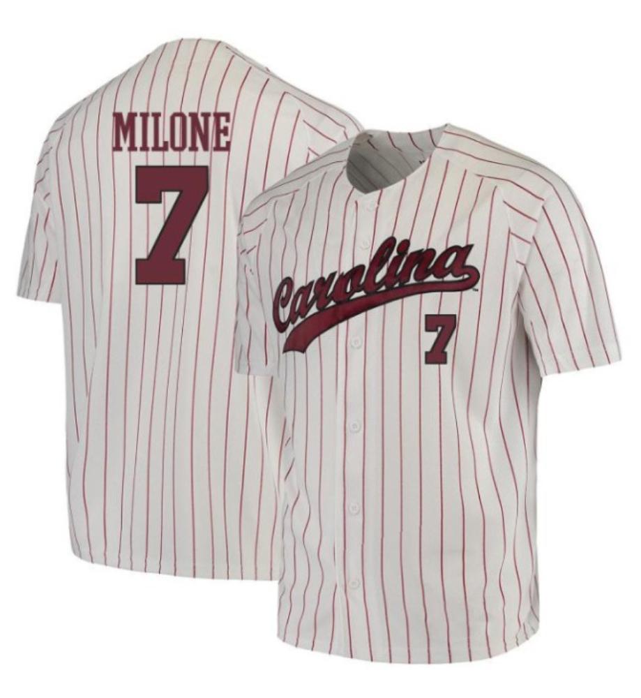 Brennan Milone Jersey South Carolina Gamecocks Baseball White Red Stripe Alumni
