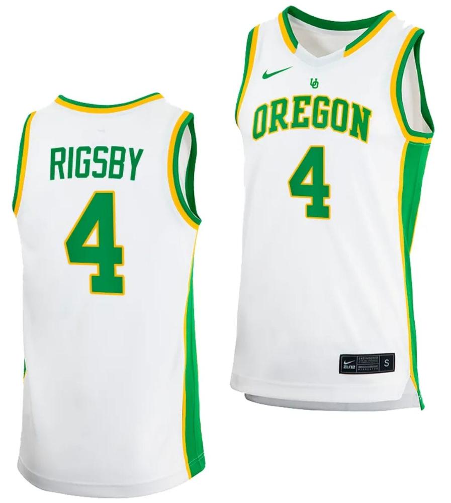 Brennan Rigsby Jersey 4 Oregon Ducks 2023 24 College Basketball Uniform White