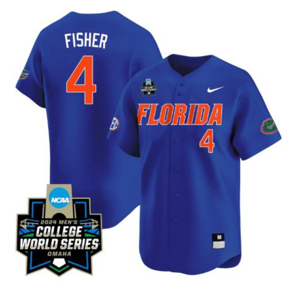 Cade Jersey 4 Florida Gators 2024 World Series Vapor Premier Ncaa Baseball Blue