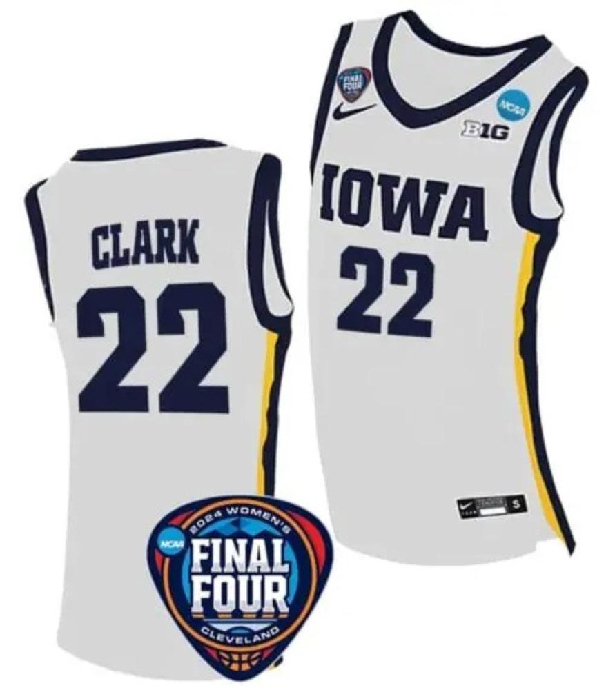 Caitlin Clark Jersey 22 Iowa Hawkeyes Basketball 2024 Ncaa Final Four White