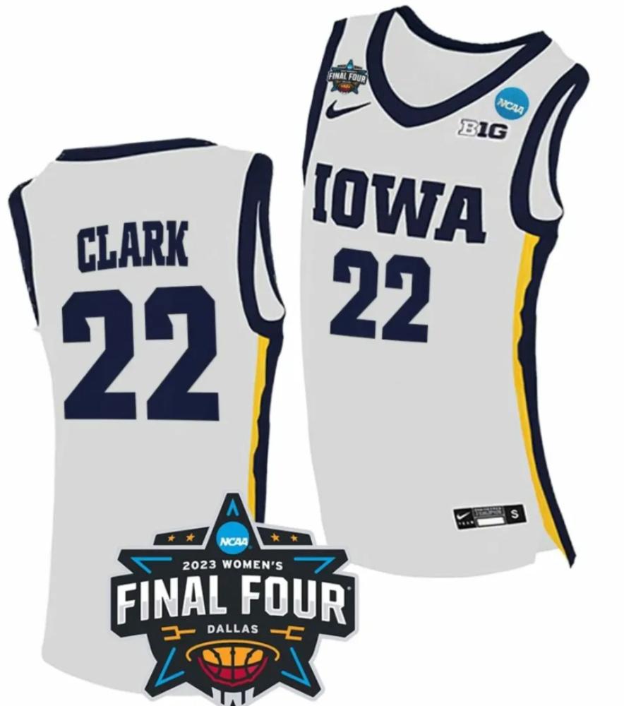 Caitlin Clark Jersey Iowa Hawkeyes College Basketball 2023 Final Four White 22