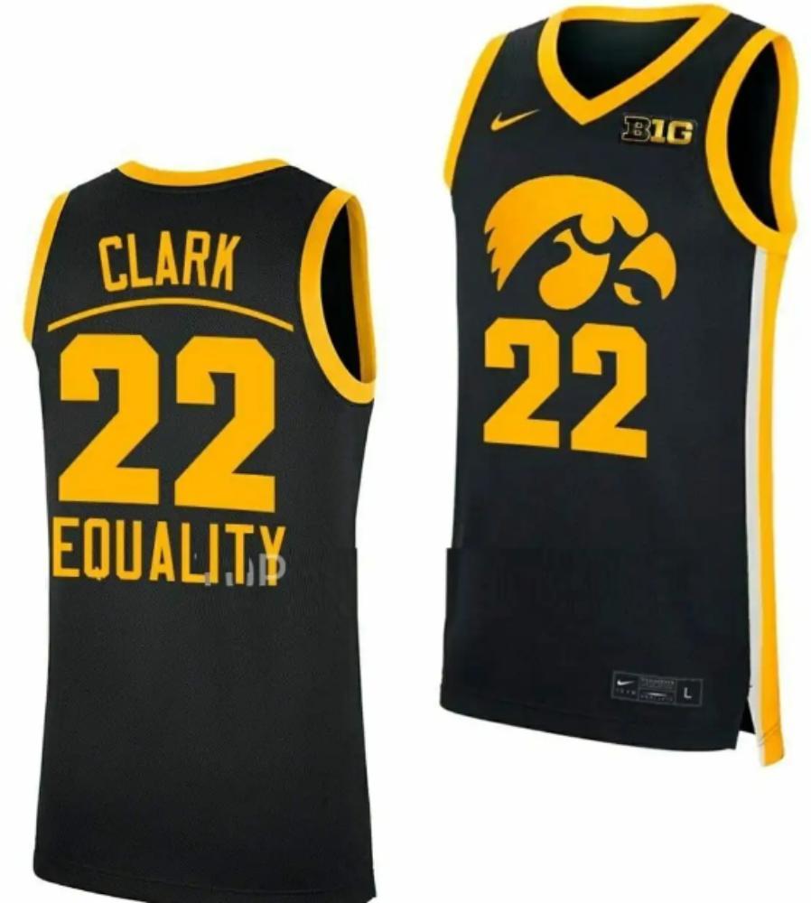 Caitlin Clark Jersey Iowa Hawkeyes College Basketball Equality Black 22