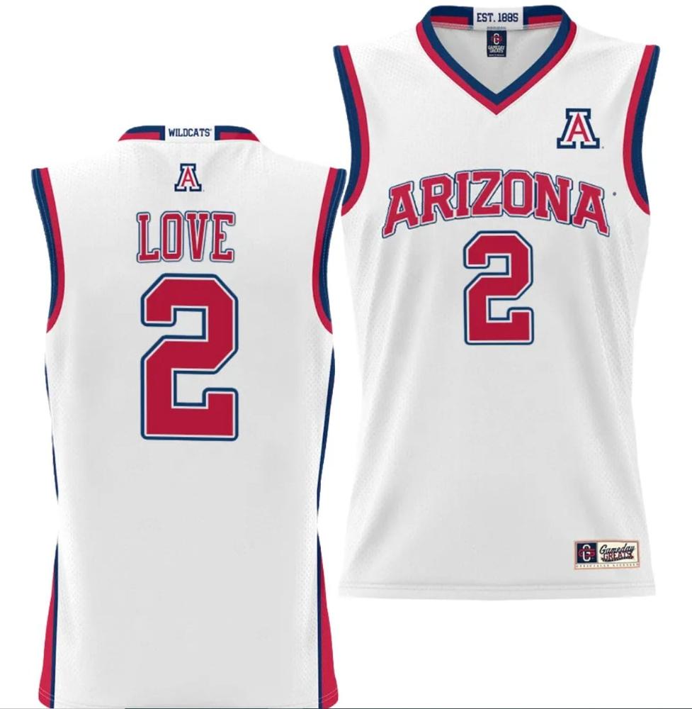 Caleb Love Jersey 2 Arizona Wildcats Nil College Basketball Lightweight White