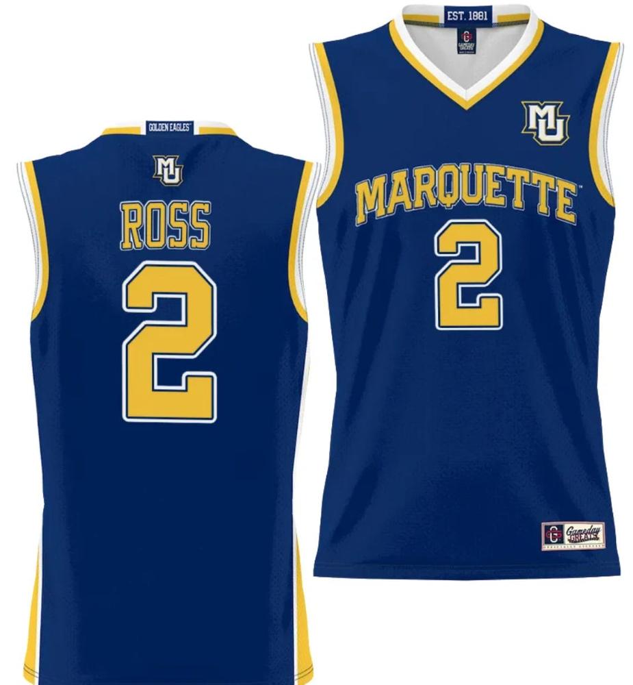 Chase Ross Jersey 2 Marquette Golden Eagles Nil Basketball Lightweight Navy