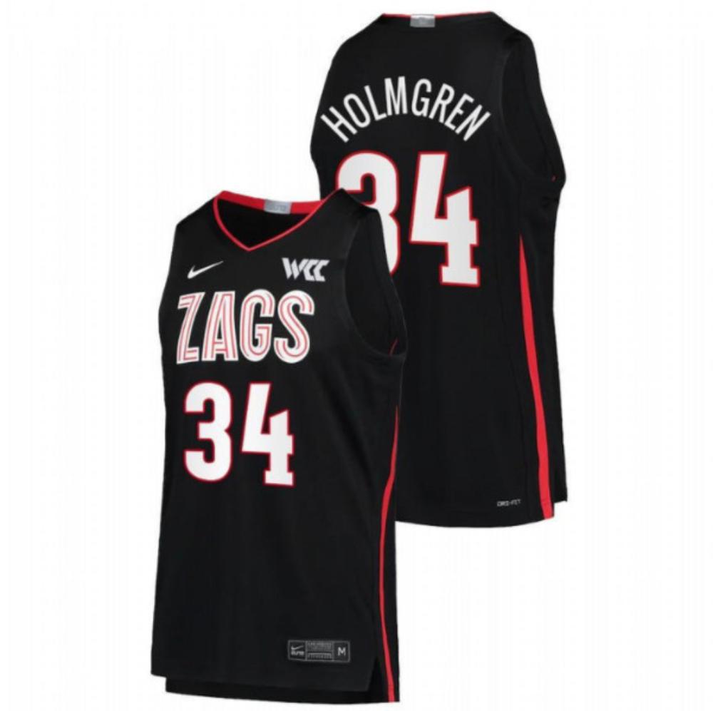 Chet Holmgren 34   Gonzaga Bulldogs Ncaa Basketball Black Jersey