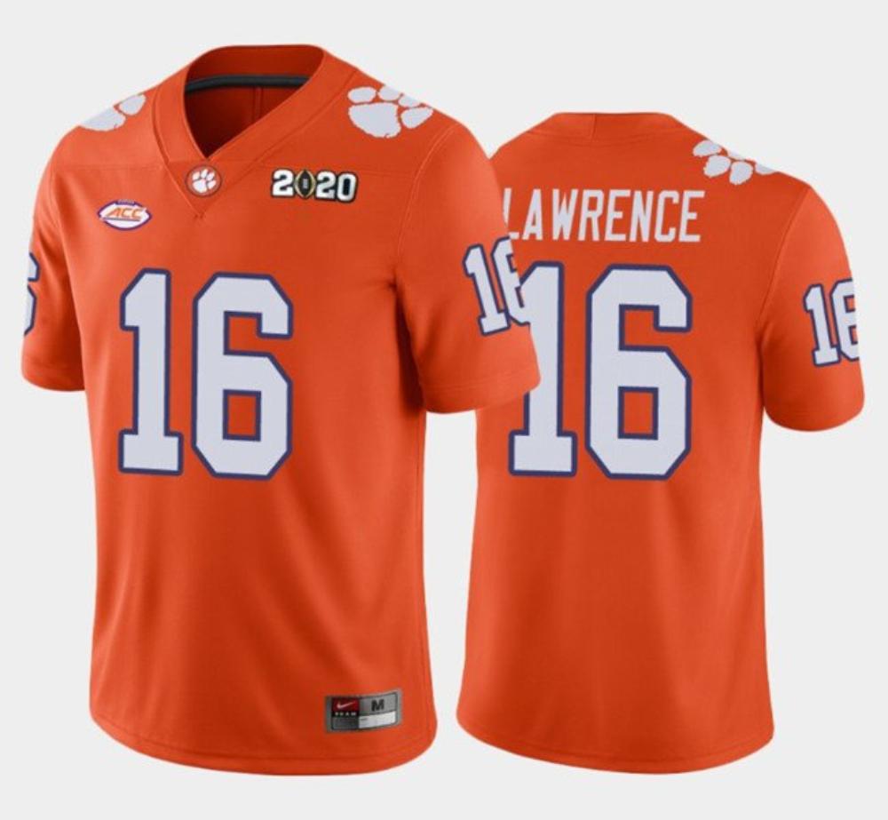 Clemson Tigers 16 Trevor Lawrence Orange 2020 National Championship Stitched F