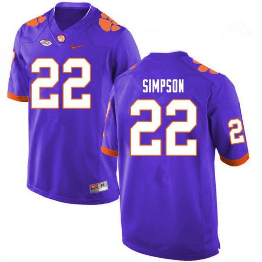 Clemson Tigers 22 Trenton Simpson Purple College Stitched Football Jersey