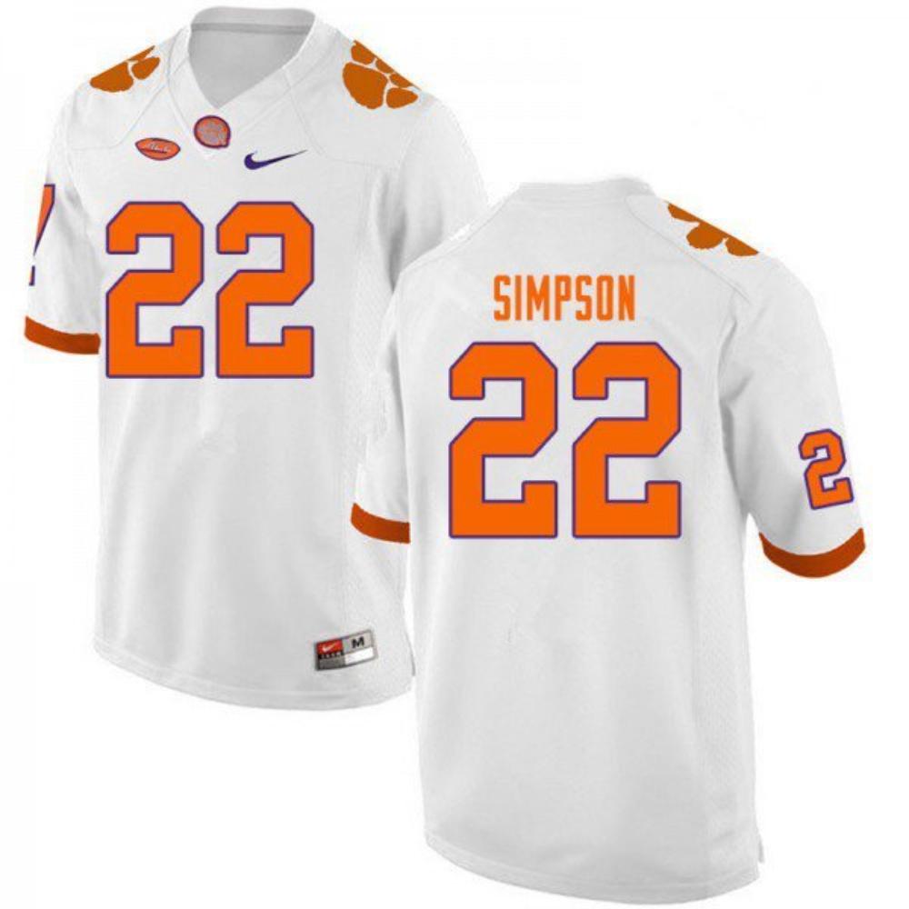 Clemson Tigers 22 Trenton Simpson White College Stitched Football Jersey
