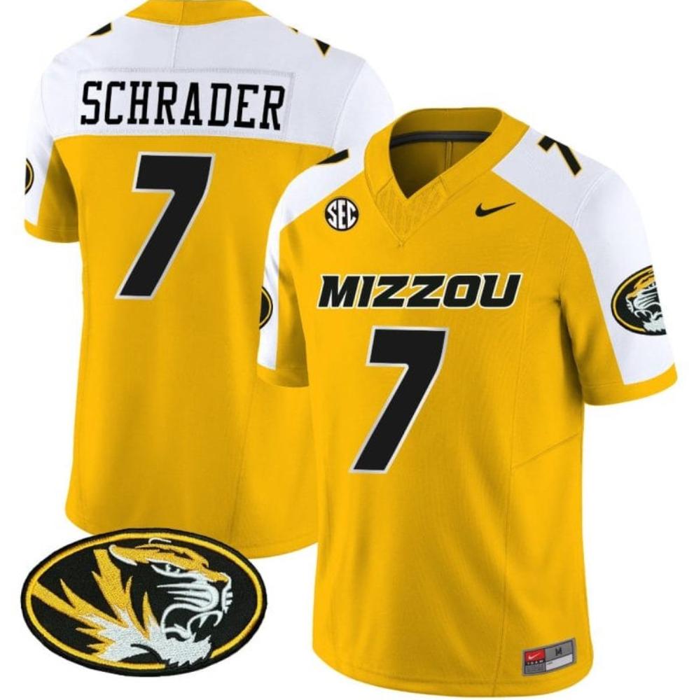 Cody Schrader Jersey 7 Missouri Tigers College Football Stitched Gold Alternate