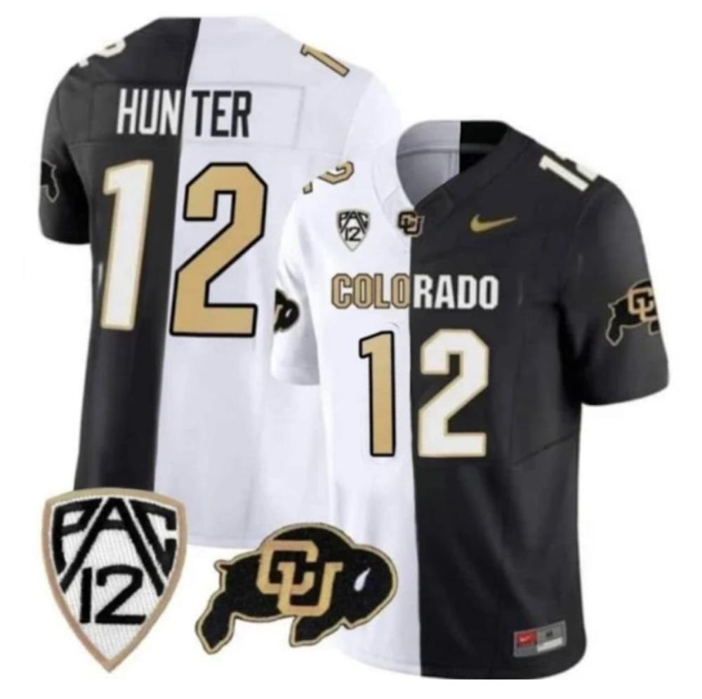Colorado Buffaloes 12 Travis Hunter 2023 Fuse Stitched Football Jers