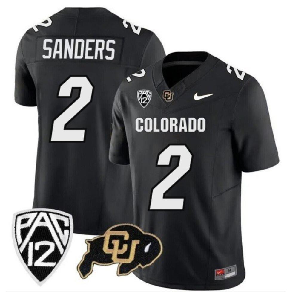 Colorado Buffaloes 2 Shedeur Sanders Black 2023 Stitched Men Football Jersey