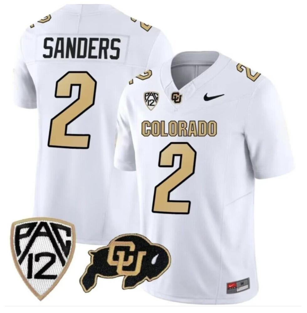 Colorado Buffaloes 2 Shedeur Sanders White 2024 Stitched Men Football Jersey