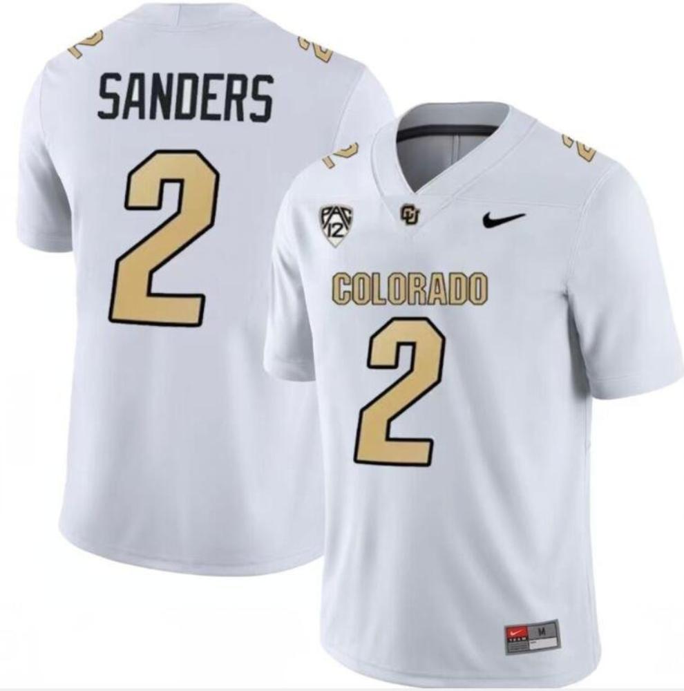 Colorado Buffaloes 2 Shedeur Sanders White Stitched Football Jersey