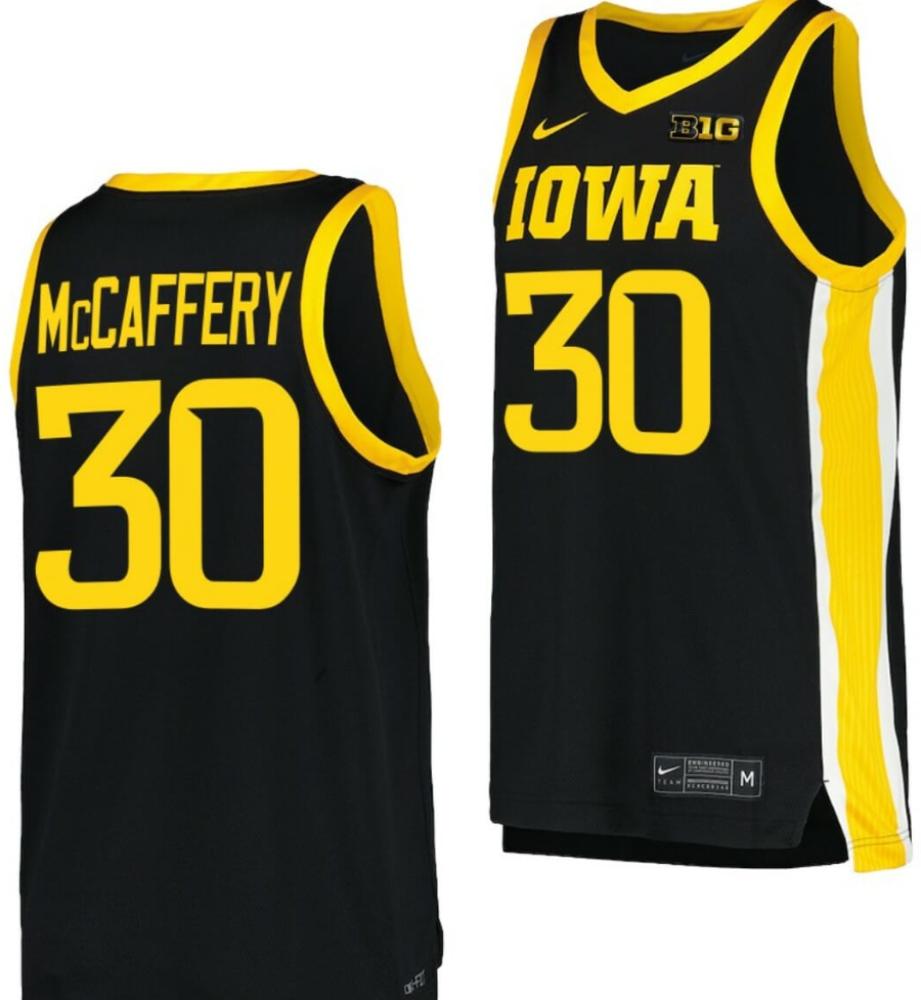 Connor Mccaffery Jersey Iowa Hawkeyes College Basketball Black 30