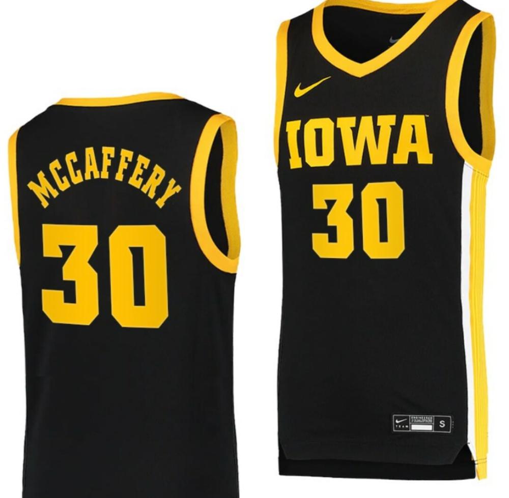 Connor Mccaffery Jersey Iowa Hawkeyes College Basketball Black Swingman 30