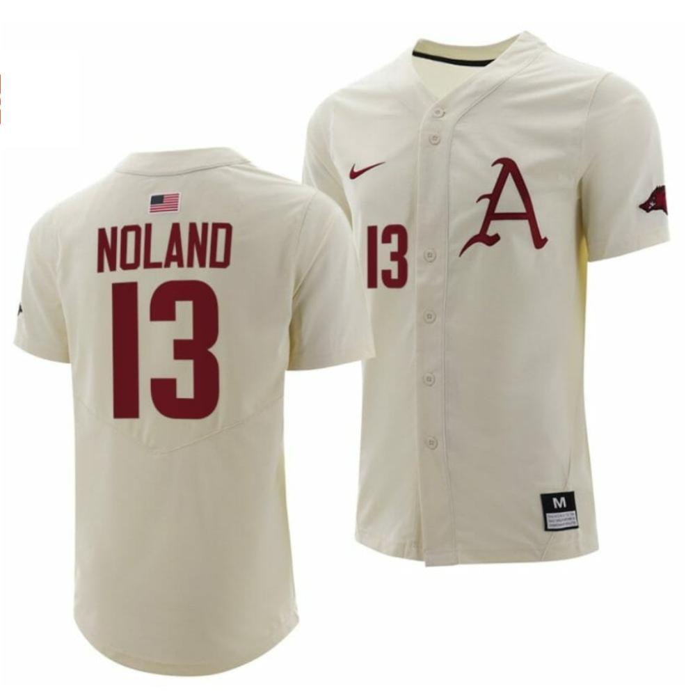 Connor Noland 13 Jersey Ncaa 2024 Arkansas Razorbacks College Baseball Natural