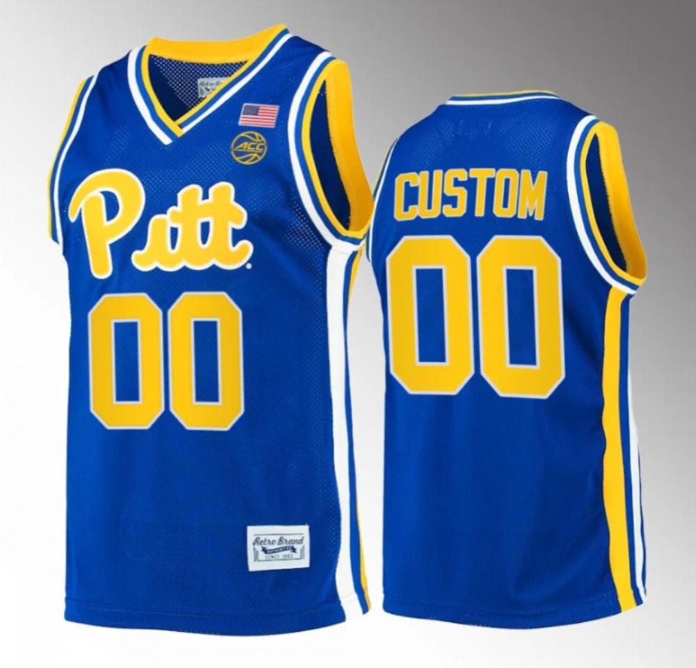 Custom 0 Ncaa 2023 24 Pitt Panthers College Basketball Jersey Blue