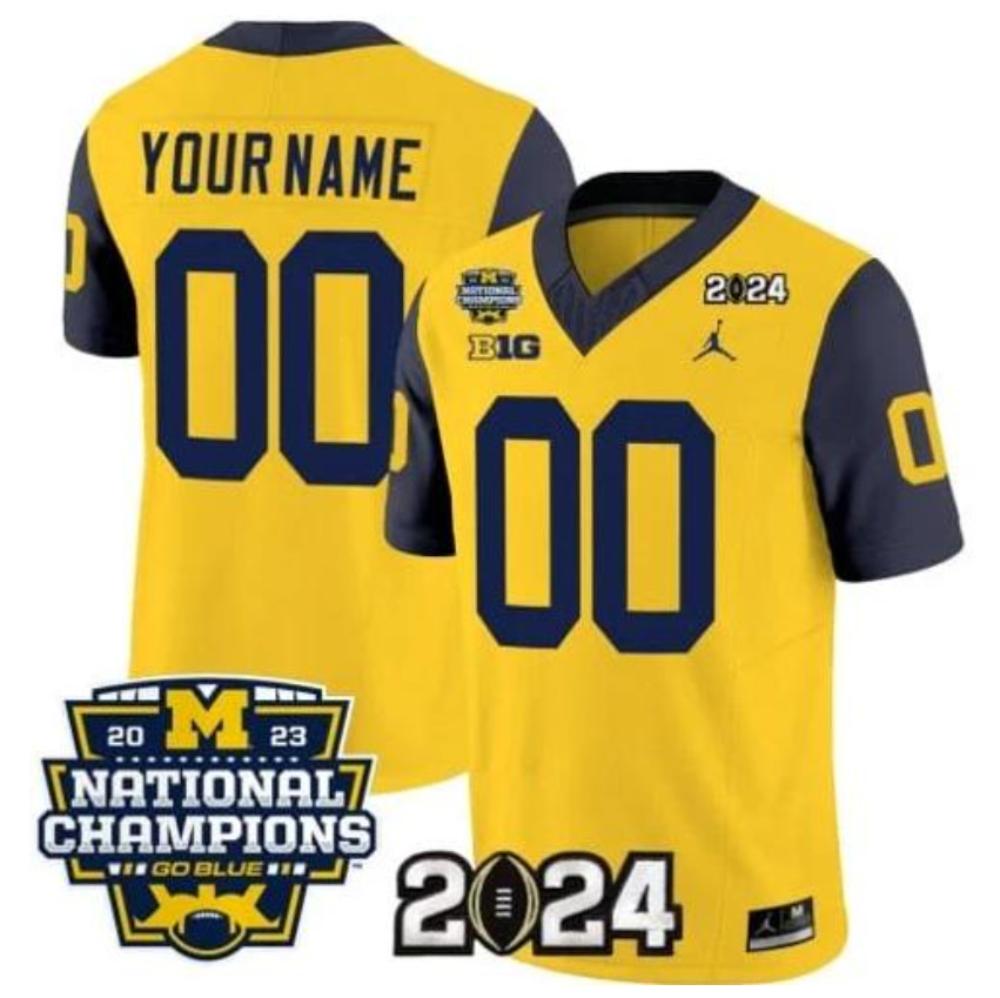 Custom 00 Jersey Michigan Wolverines 2024 National Champions Football Jersey