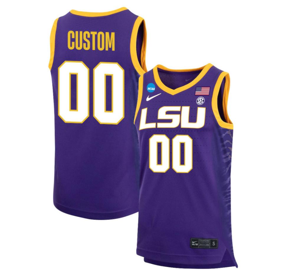 Custom 00 Lsu Tigers 2023 Basketball Jersey   Purple