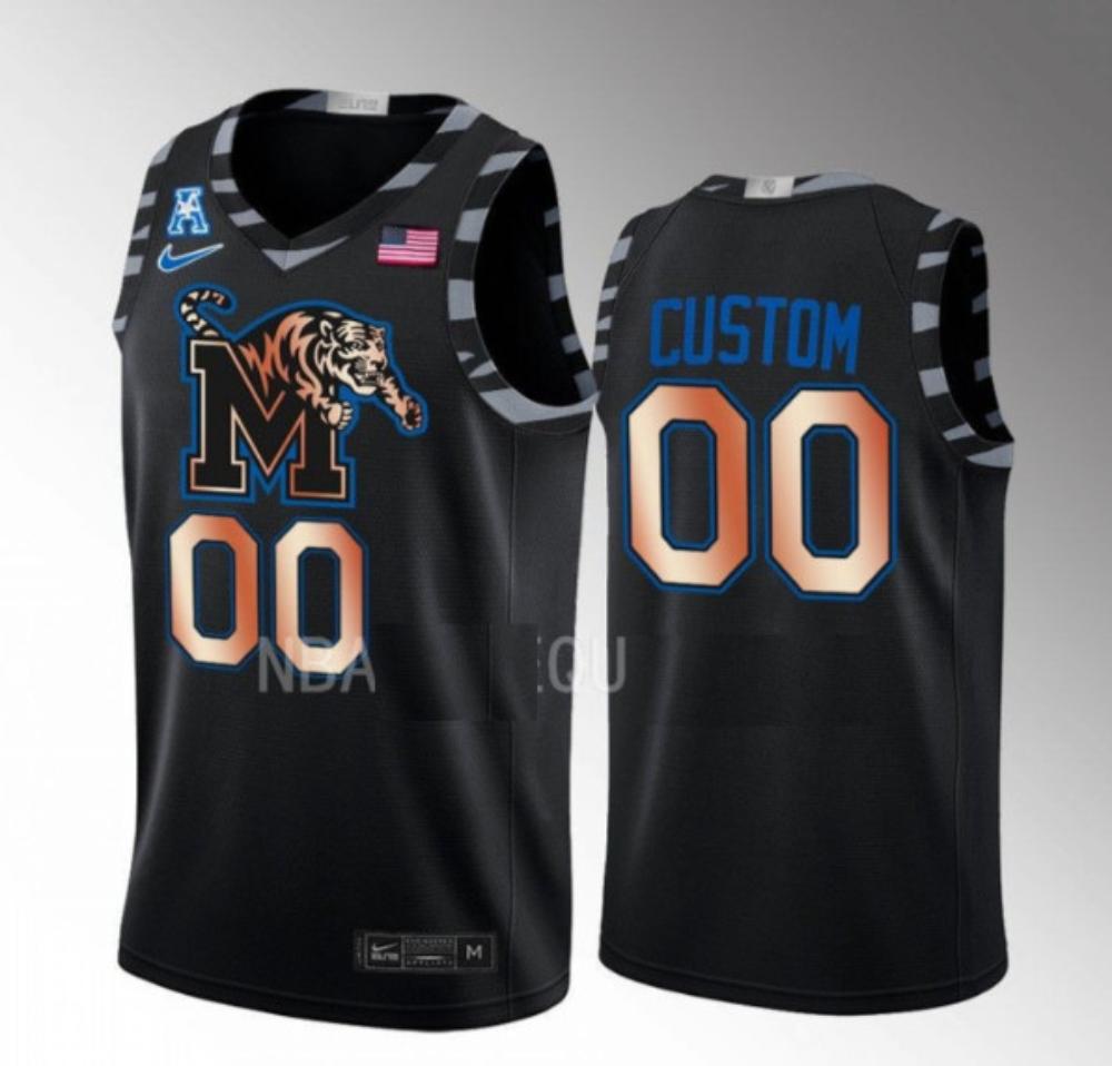 Custom 00 Ncaa Memphis Tigers Basketball College Jersey Black