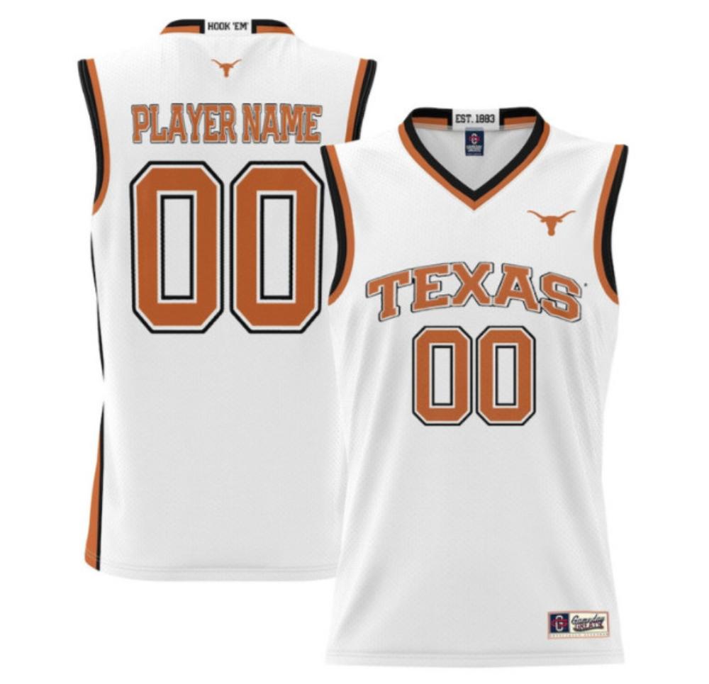 Custom 00 Ncaa Texas Longhorns Basketball College Jersey   White
