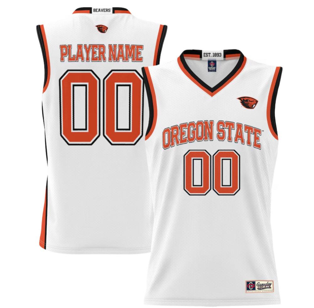 Custom 00 Oregon State Beavers Ncaa College Basketball White Jersey