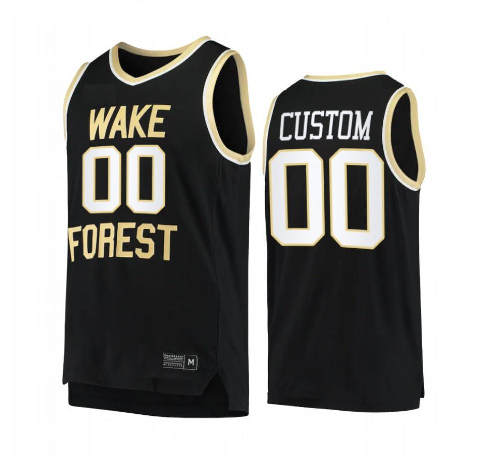 Custom 00 Wake Forest Demon Deacons College Basketball Black Jersey