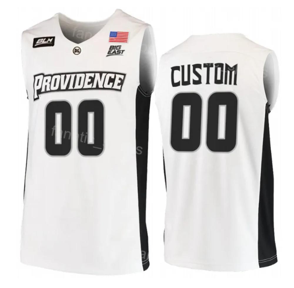 Custom 00 White Providence Friars Ncaa College Basketball Jersey