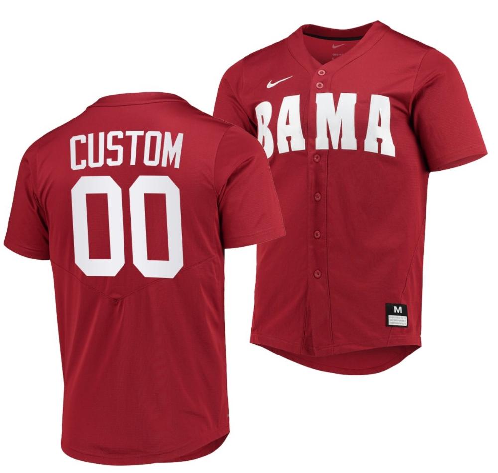 Custom Alabama Baseball Jersey Crimson Tide Name And Number College Replica Red